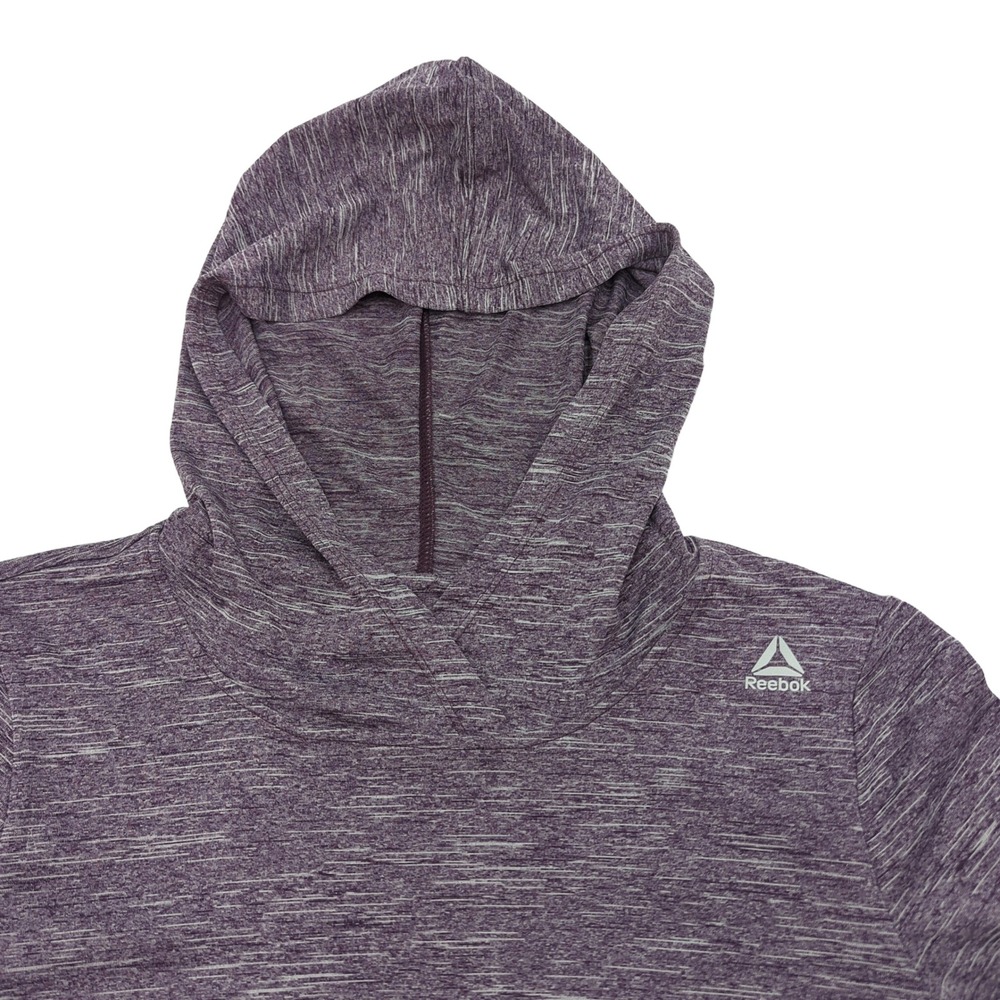 Reebok Womens Purple Space Dye Long Sleeve Activewear Hoodie Large High-Low Hem